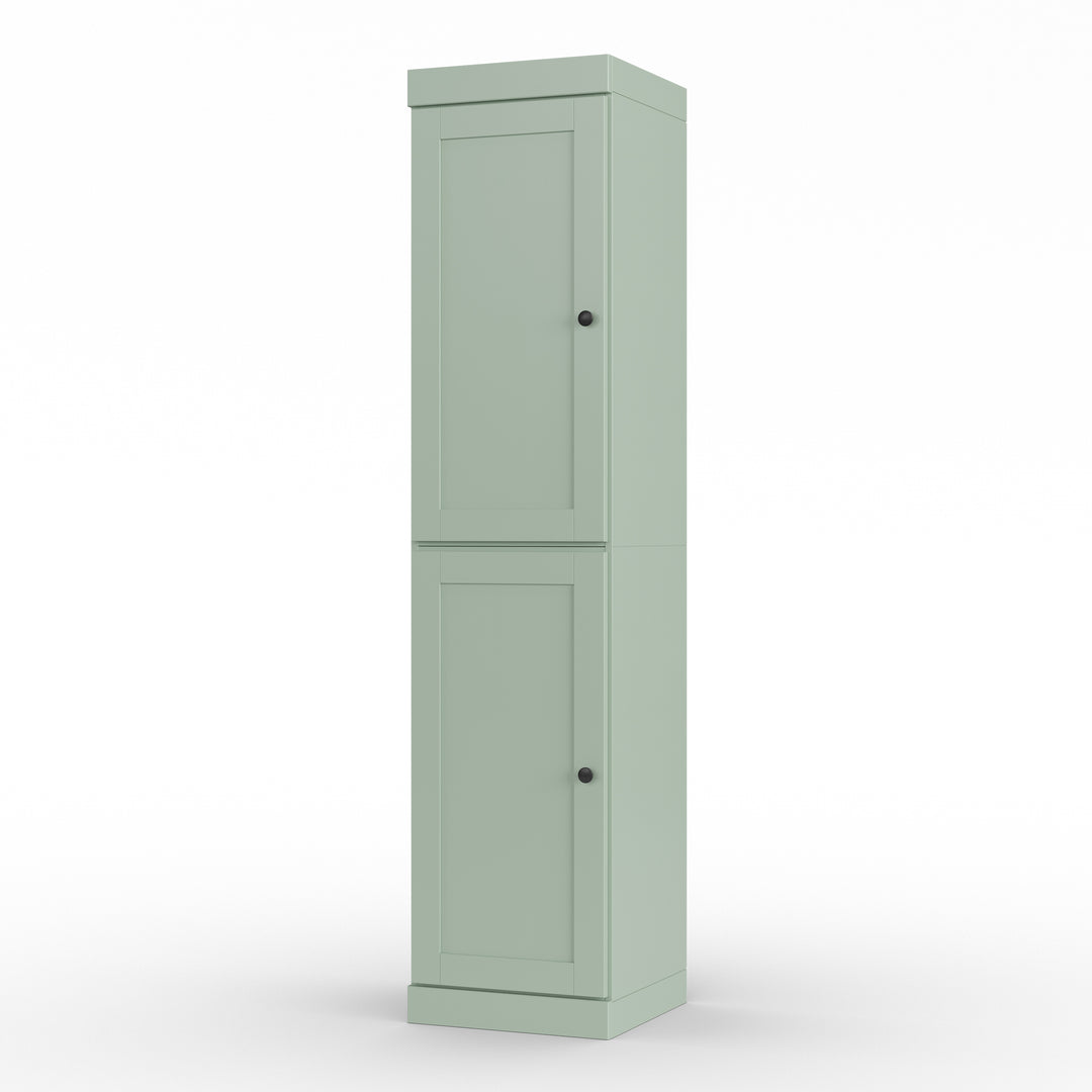 100% Solid Wood Bathroom Storage Cabinet, Shaker Doors, 2 Drawers, Adjustable Shelves, 16.5" Wide, 71.5" Tall