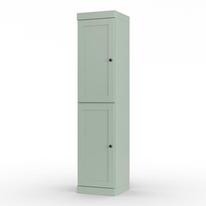 100% Solid Wood Bathroom Storage Cabinet, Shaker Doors, 2 Drawers, Adjustable Shelves, 16.5" Wide, 71.5" Tall