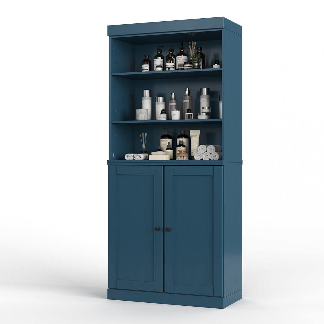 100% Solid Brazilian Pine Wood 32" Bathroom Storage Cabinet with Bottom Shaker Doors and Adjustable Shelves