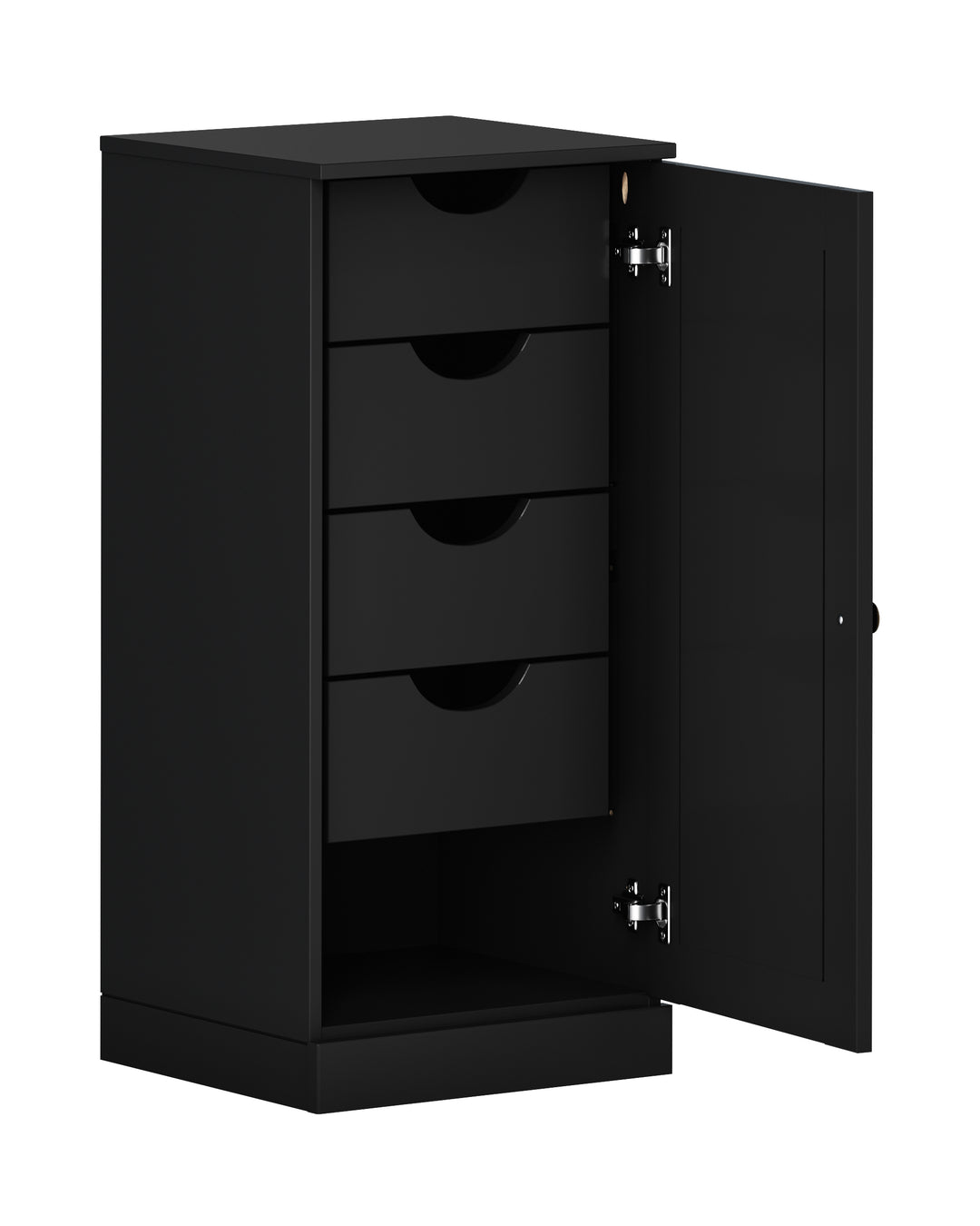 100% Solid Wood Bathroom Storage Cabinet, Shaker Door, 4 Drawers, Adjustable Shelves, 16.5" Wide, 35.75" Tall