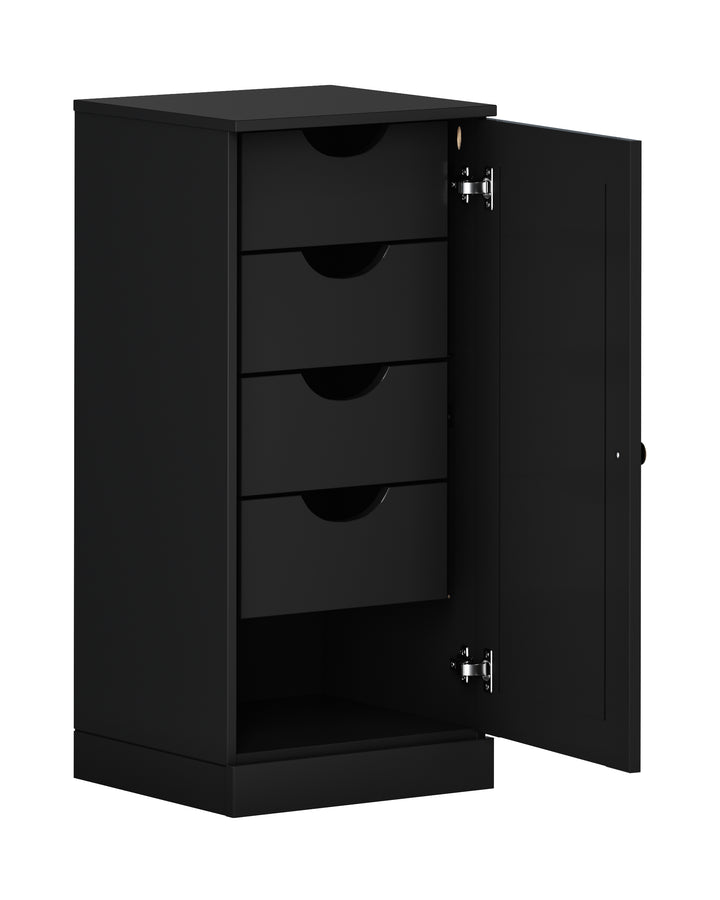 100% Solid Wood Bathroom Storage Cabinet, Shaker Door, 4 Drawers, Adjustable Shelves, 16.5" Wide, 35.75" Tall