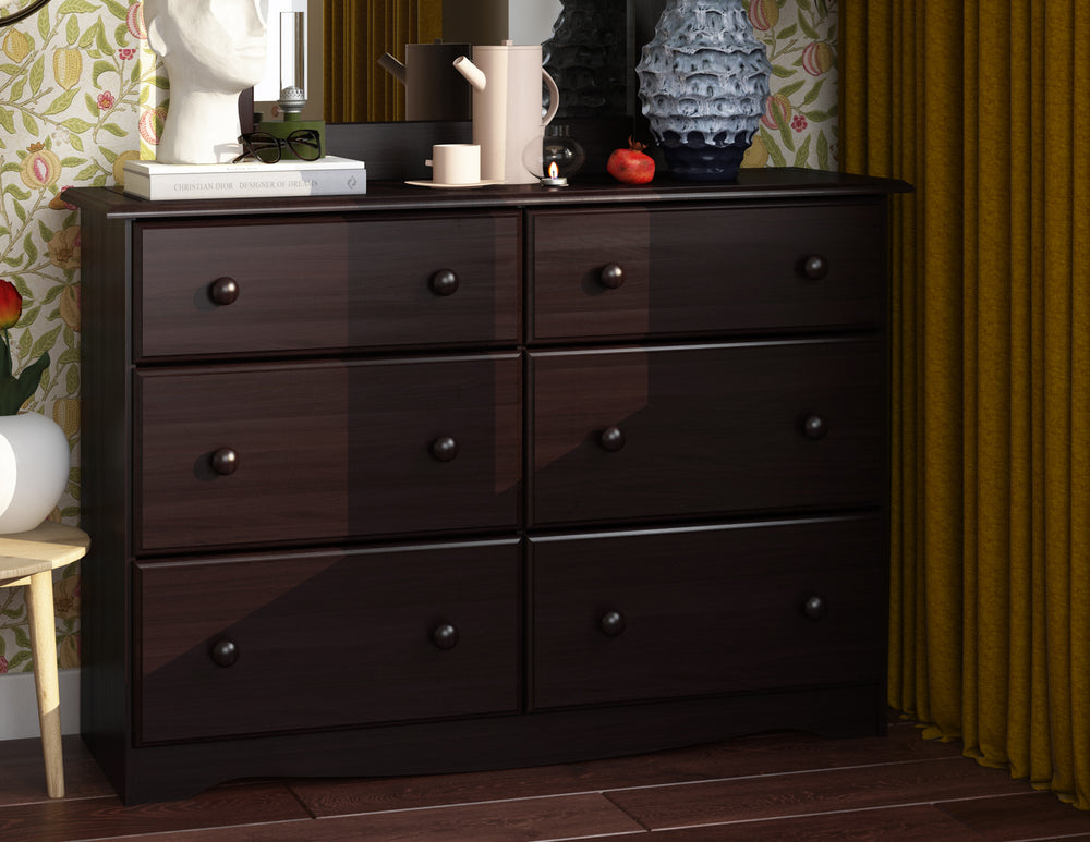 six drawer dresser in espresso java color