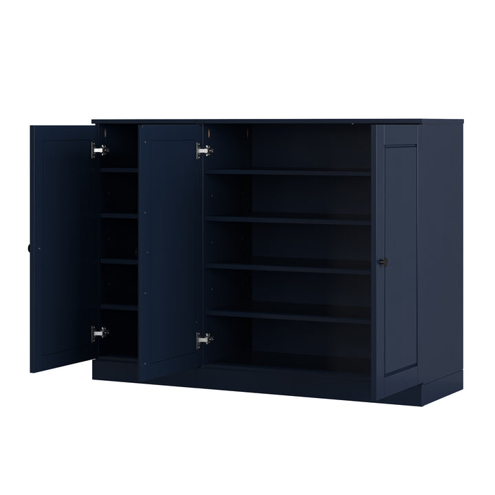 100% Solid Wood Shoe Storage Cabinet with Raised Panel Doors, Adjustable Shelves, Space Saving Modular Entryway Organizer, 48.5" W x 35.75" H