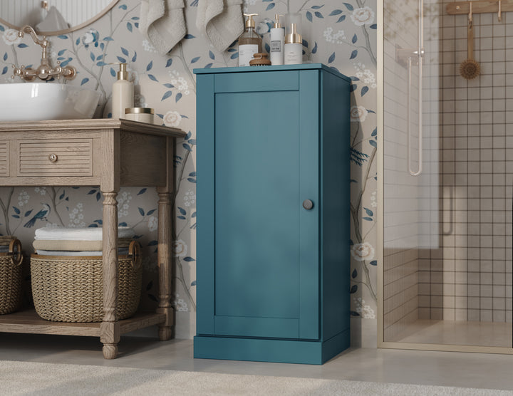 100% Solid Wood Bathroom Storage Cabinet, Shaker Door, 2 Drawers, Adjustable Shelves, 16.5" Wide, 35.75" Tall