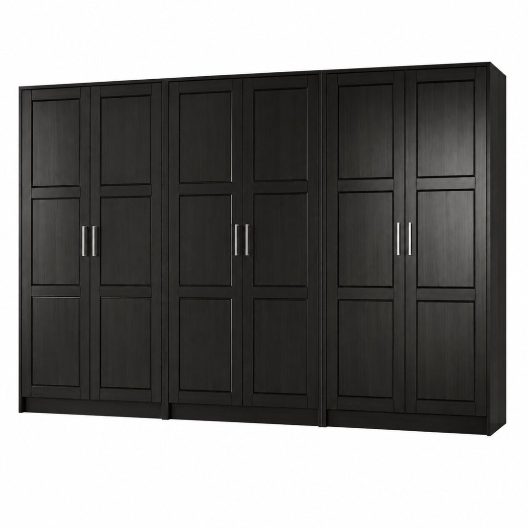 100% Solid Wood Modular 6-Door Wardrobe Armoire with Raised Panel Doors, Bedroom Closet Storage - Urban Collection