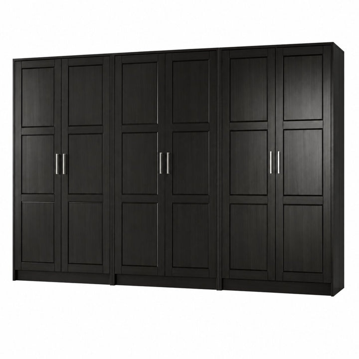 100% Solid Wood Modular 6-Door Wardrobe Armoire with Raised Panel Doors, Bedroom Closet Storage - Urban Collection