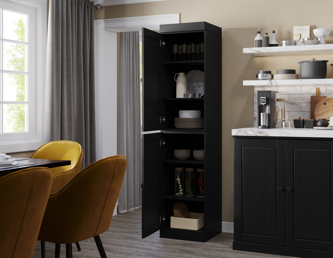 100% Solid Wood 16.5" Pantry Cabinet, 2 Shaker Wood Doors