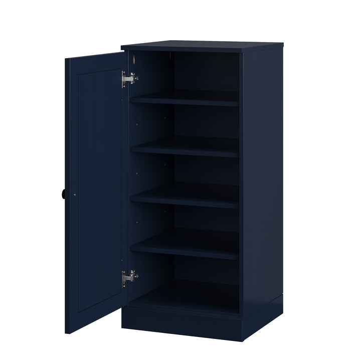 100% Solid Wood Narrow Shoe Storage Cabinet with Raised Panel Door, Adjustable Shelves, Space Saving Stackable Organizer, 16.5" W x 35.75" H