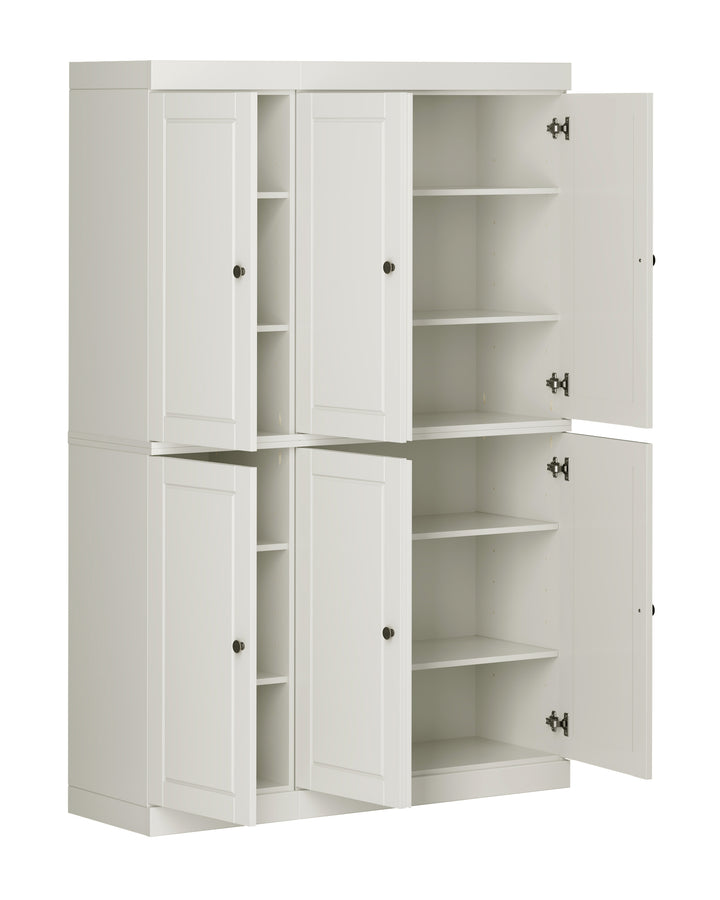 100% Solid Wood Kitchen Pantry Cabinet, Tall Freestanding Modular Storage with Raised Panel Doors, Adjustable Shelves, 48.5" W x 71.5" H