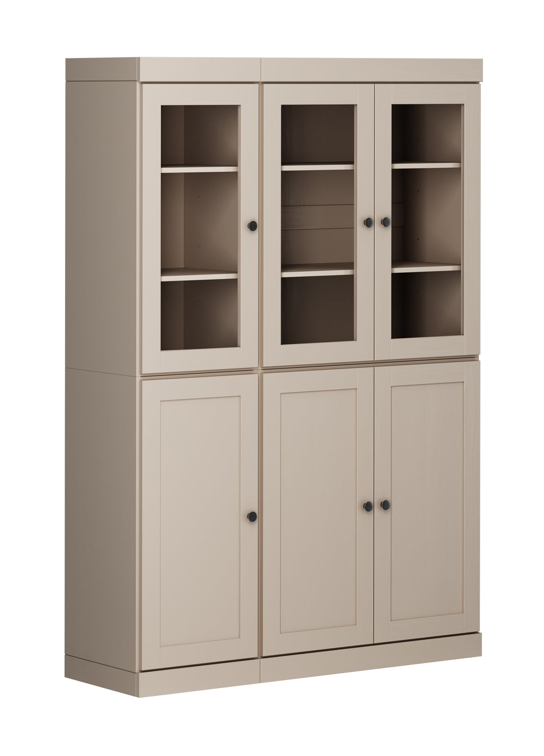 100% Solid Wood 48.5" China Pantry Cabinet, 3 Glass Doors, 3 Shaker Doors