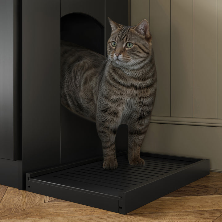 100% Solid Wood Ziva 3-Door Cat Litter Box Enclosure with Litter Catch