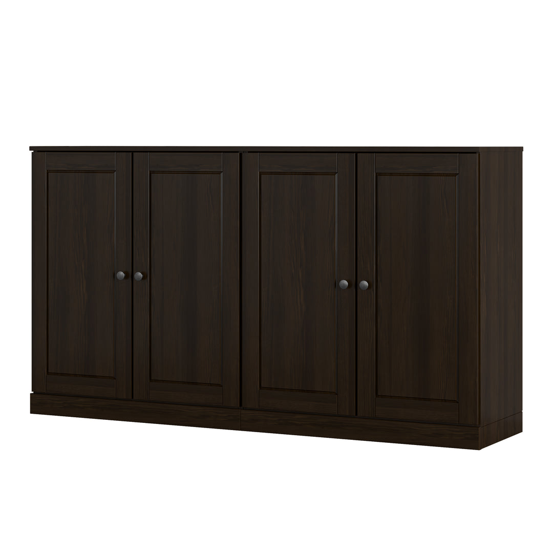 100% Solid Wood Sideboard Buffet with Raised Panel Doors & 4 Drawers, Credenza Server for Dining Room Storage, 64" W x 35.75" H