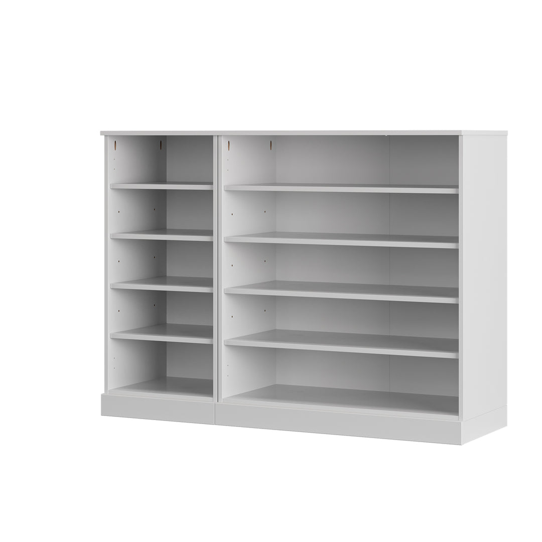100% Solid Wood Open Shoe Storage Cabinet with Adjustable Shelves, Space Saving Modular Entryway Organizer, 48.5" W x 35.75" H