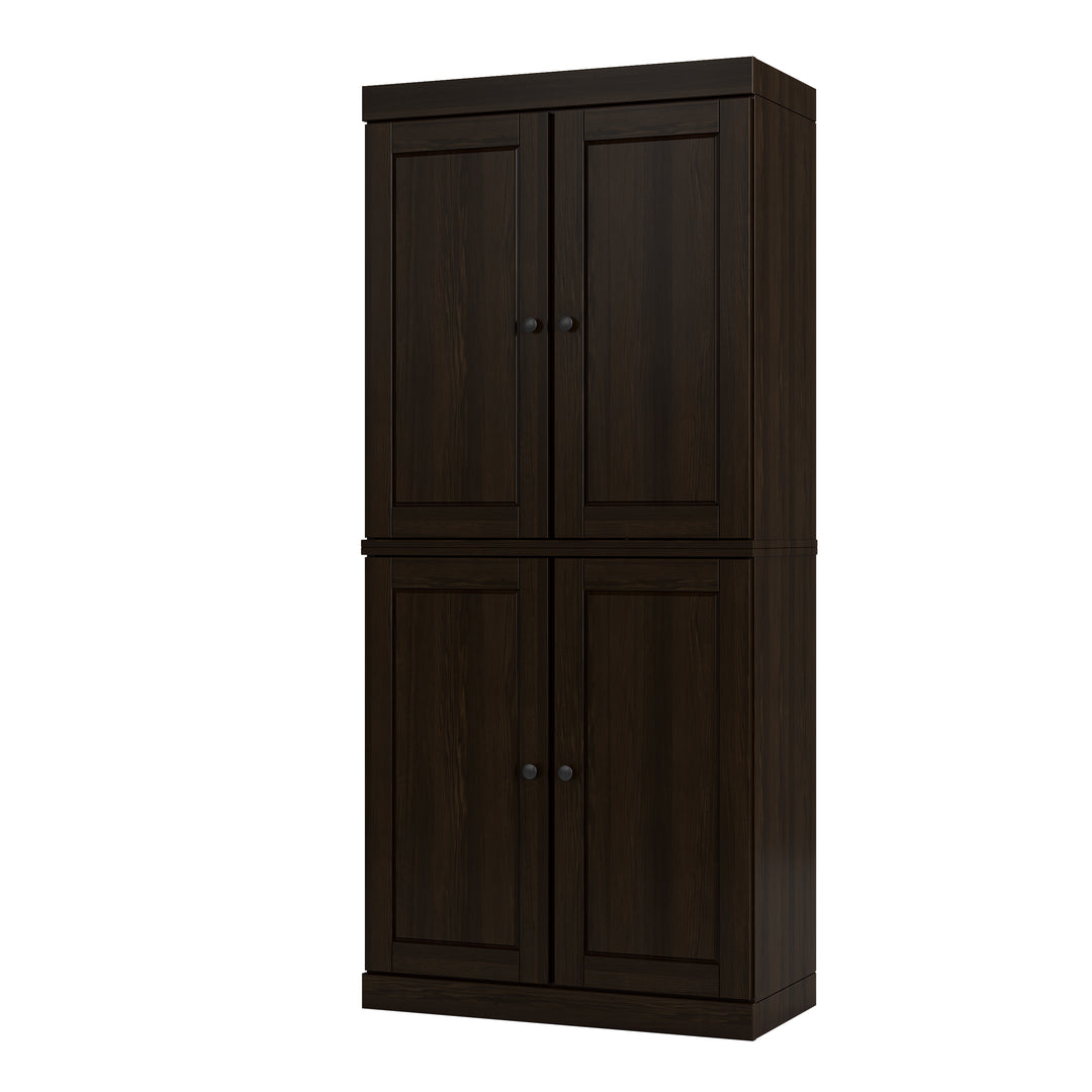 100% Solid Wood Tall Freestanding Kitchen Pantry Cabinet with Doors & 2 Drawers, Modular Storage Cabinet with Adjustable Shelves, 32" W x 71.5" H