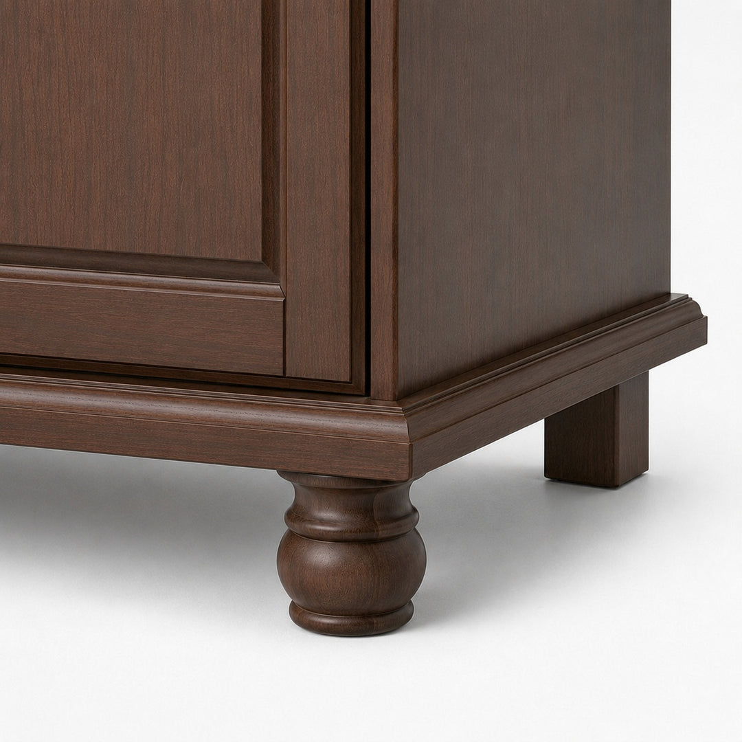 100% Solid Wood 4-Door Wardrobe Armoire with Mirrored Doors, Bedroom Closet Storage - Kyle Collection