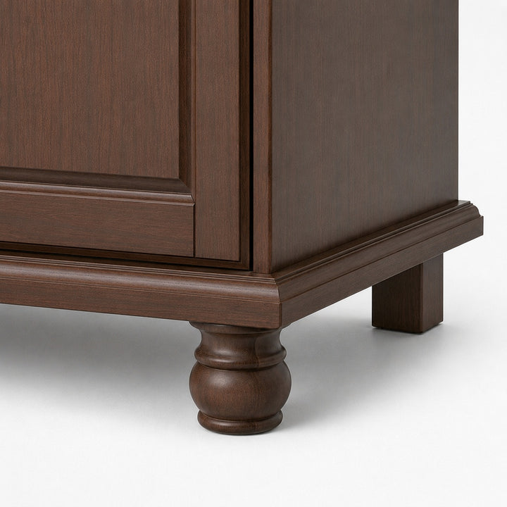 100% Solid Wood 4-Door Wardrobe Armoire with Mirrored Doors, Bedroom Closet Storage - Kyle Collection