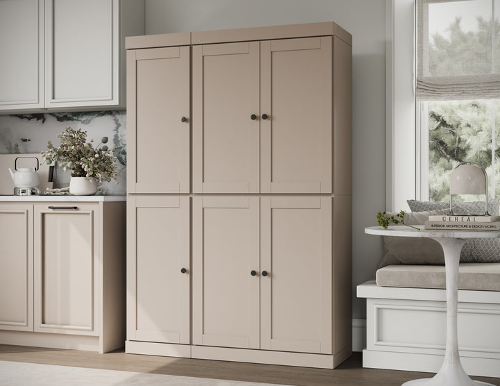 100% Solid Wood 48.5" Pantry Cabinet, Shaker Wood Doors