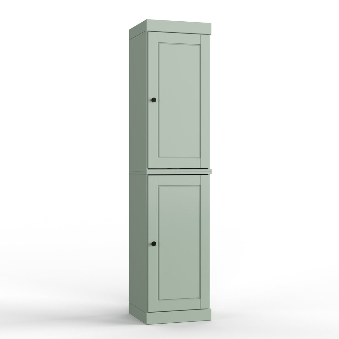 100% Solid Wood Bathroom Storage Cabinet, Raised Panel Doors, 4 Drawers, Adjustable Shelves, 16.5" Wide, 71.5" Tall