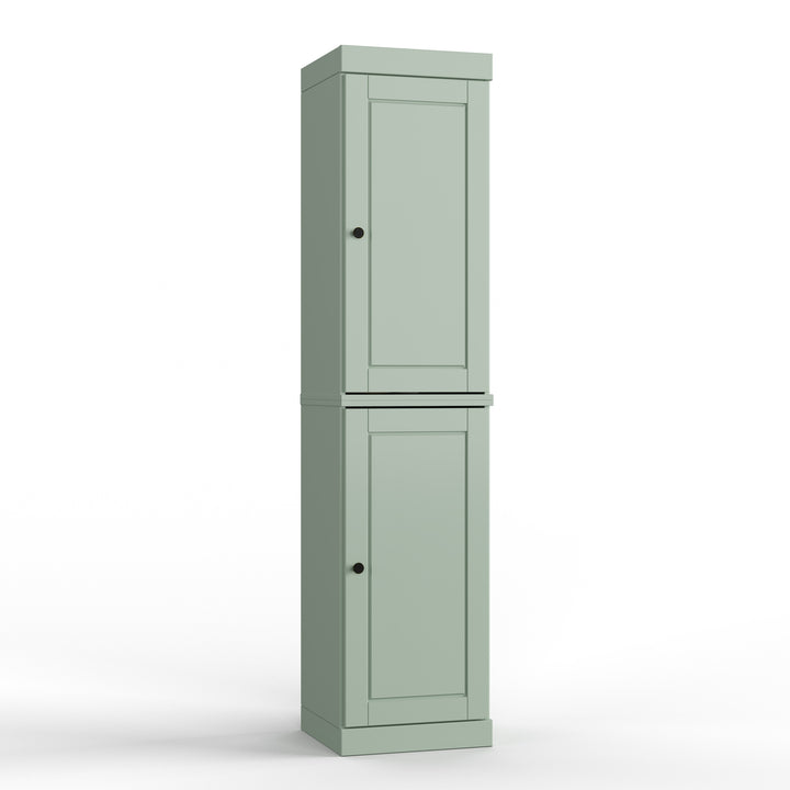 100% Solid Wood Bathroom Storage Cabinet, Raised Panel Doors, 4 Drawers, Adjustable Shelves, 16.5" Wide, 71.5" Tall