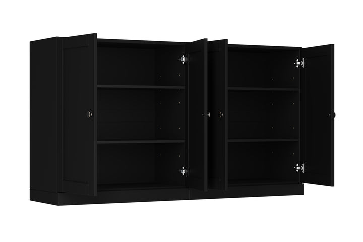 100% Solid Brazilian Pine Wood Sideboard, Shaker Doors, Adjustable Shelves, 64" Wide, 35.75" Tall