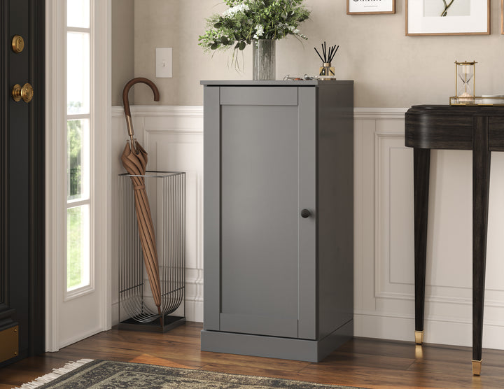 100% Solid Wood Narrow Shoe Storage Cabinet with Shaker Door, Adjustable Shelves, Space Saving Stackable Organizer, 16.5" W x 35.75" H