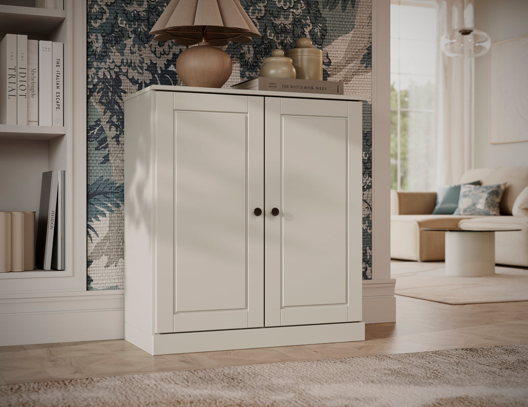 100% Solid Wood 3-Shelf Bookcase with Doors, Storage Bookshelf with Adjustable Shelves, 32" W x 35.75" H