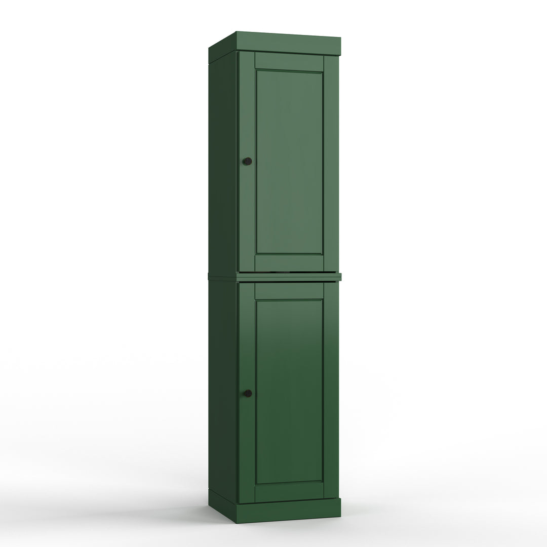 100% Solid Wood Bathroom Storage Cabinet, Raised Panel Doors, 4 Drawers, Adjustable Shelves, 16.5" Wide, 71.5" Tall