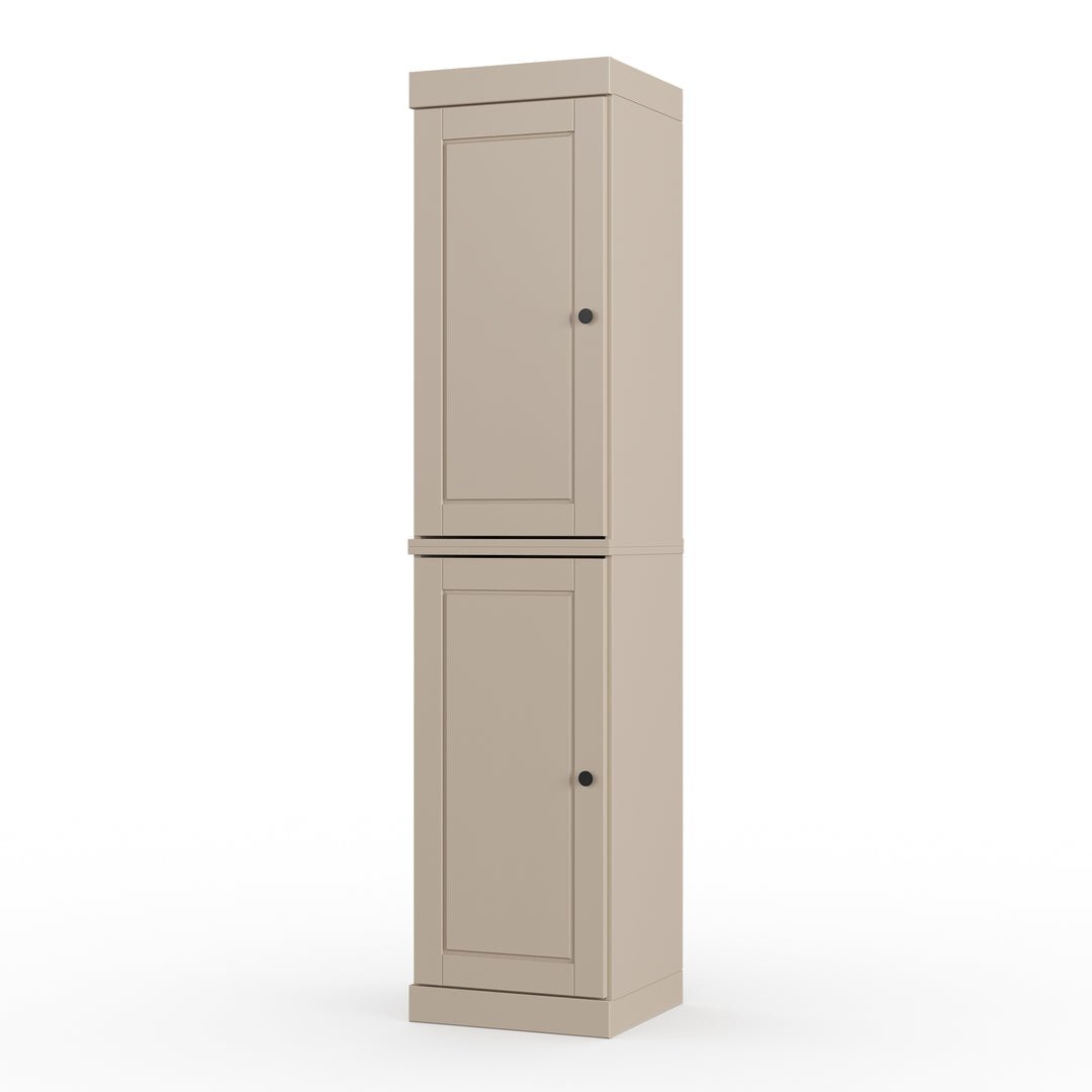 100% Solid Wood Bathroom Storage Cabinet, Raised Panel Doors, 4 Drawers, Adjustable Shelves, 16.5" Wide, 71.5" Tall