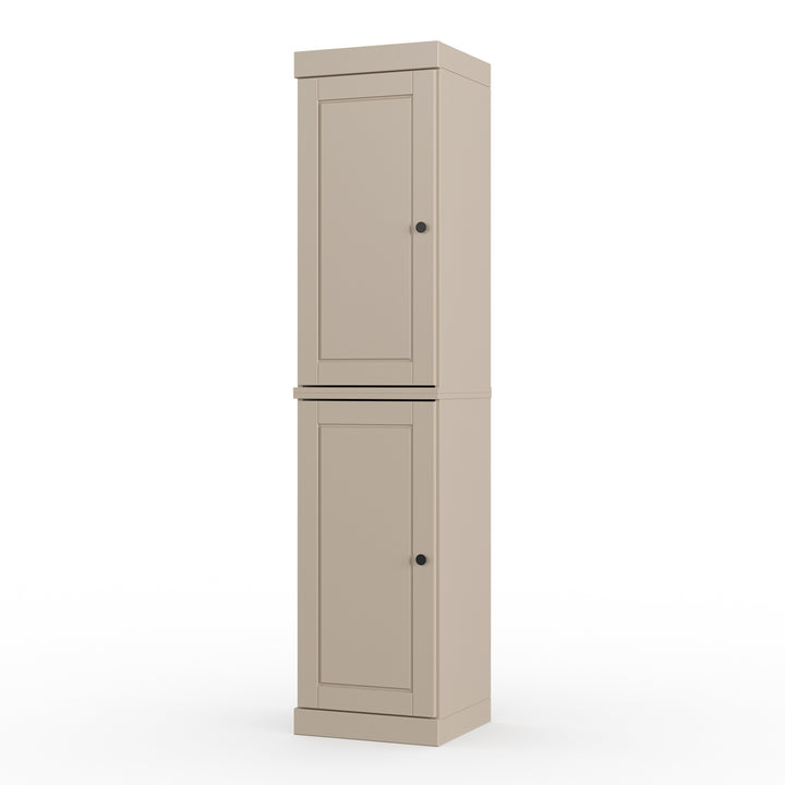 100% Solid Wood Bathroom Storage Cabinet, Raised Panel Doors, 4 Drawers, Adjustable Shelves, 16.5" Wide, 71.5" Tall