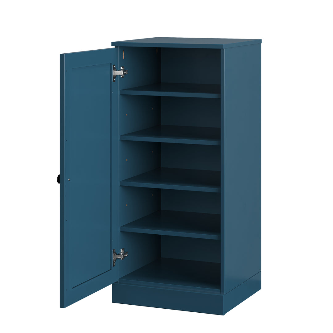 100% Solid Wood Narrow Shoe Storage Cabinet with Shaker Door, Adjustable Shelves, Space Saving Stackable Organizer, 16.5" W x 35.75" H