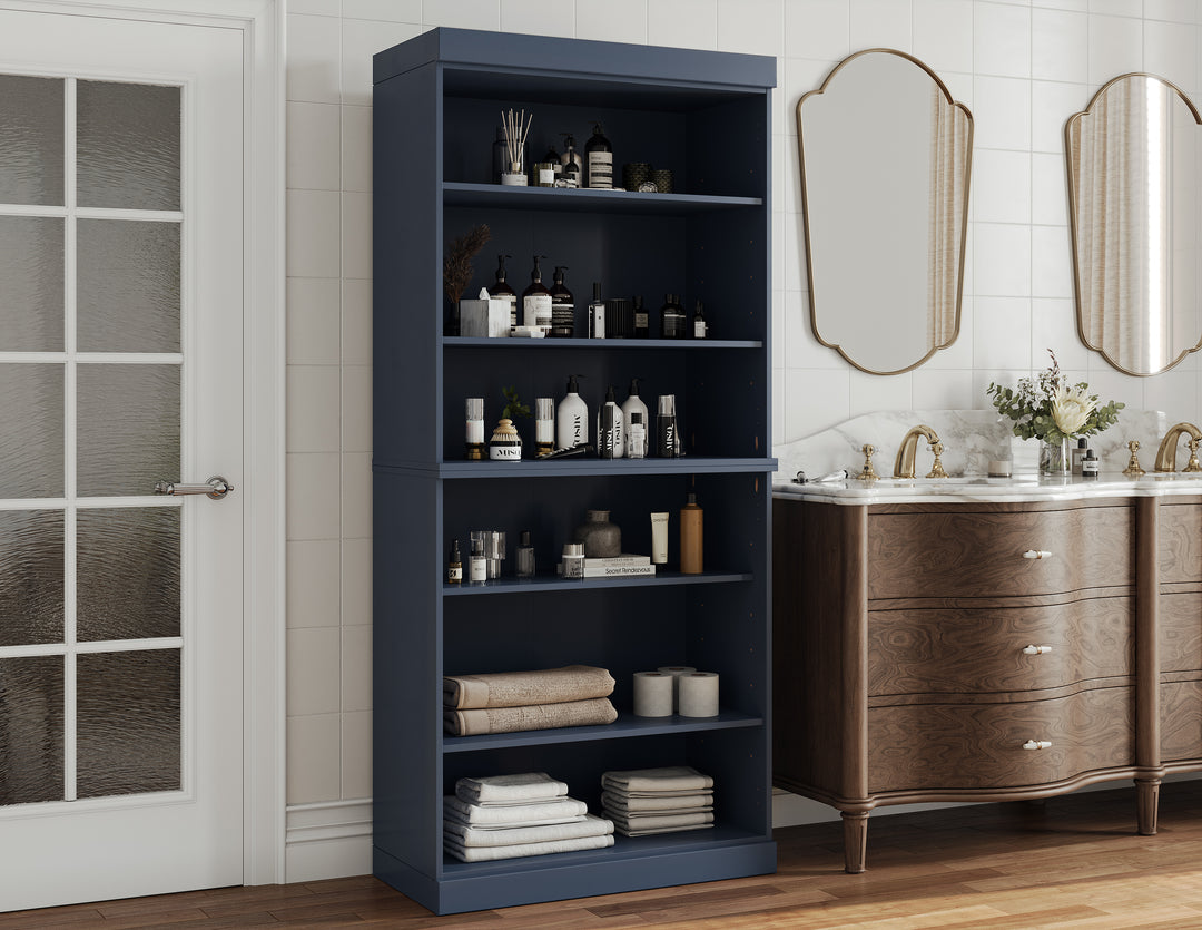 100% Solid Wood Tall Freestanding Modular Bathroom Linen Storage Cabinet with Open Shelves, Adjustable Shelves, 32" W x 71.5" H