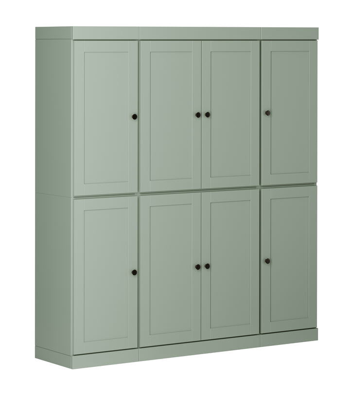 100% Solid Wood 65" Pantry Cabinet, 8 Shaker Wood Doors