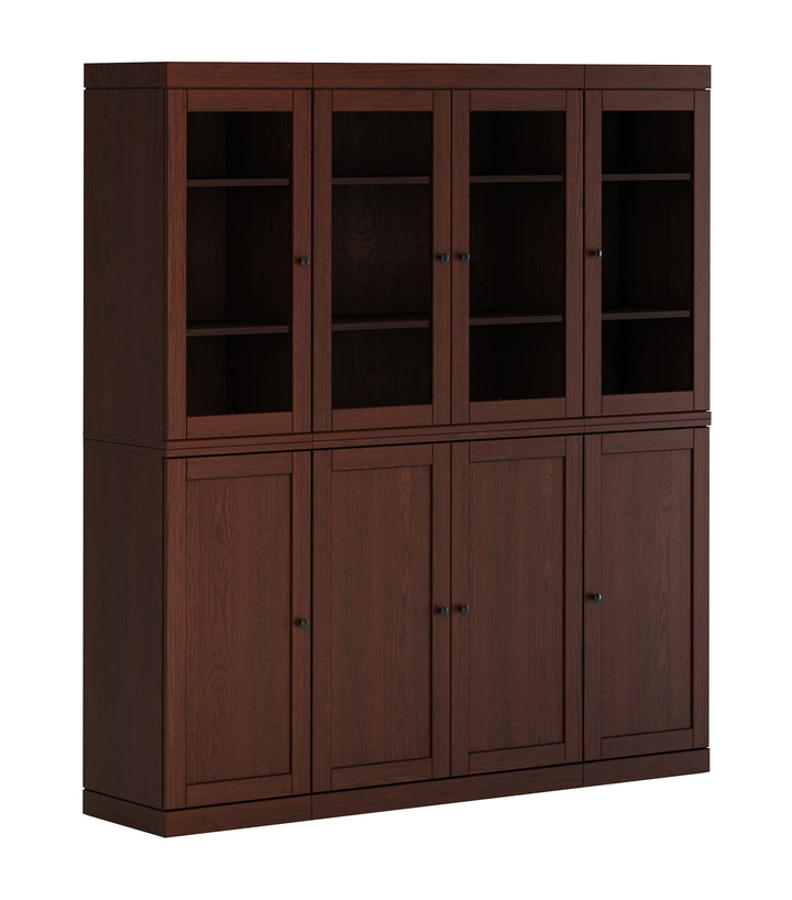 Premium 100% Solid European Oak Hardwood Modular China Cabinet with Shaker and Tinted Glass Doors – 64" Wide, 71.5" Tall