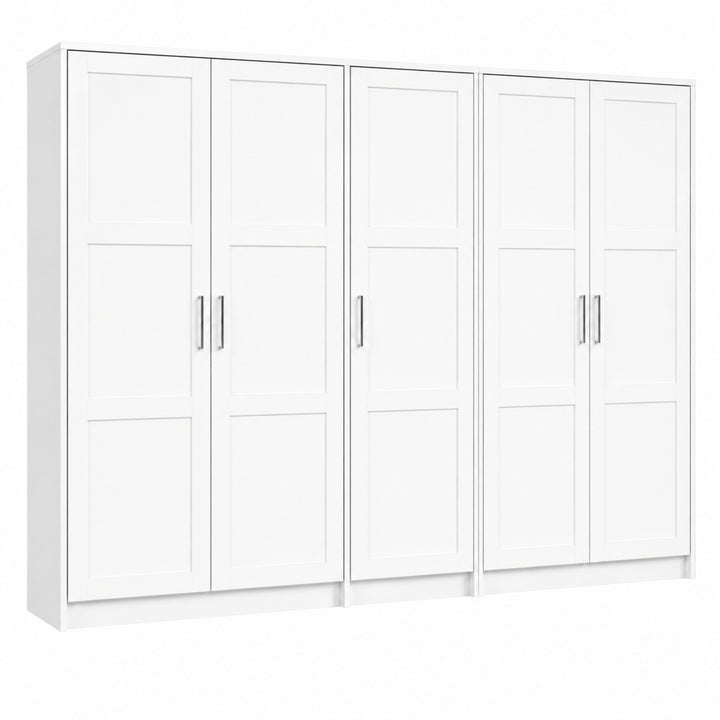 100% Solid Wood Modular 5-Door Wardrobe Armoire with Raised Panel Doors, Bedroom Closet Storage - Urban Collection
