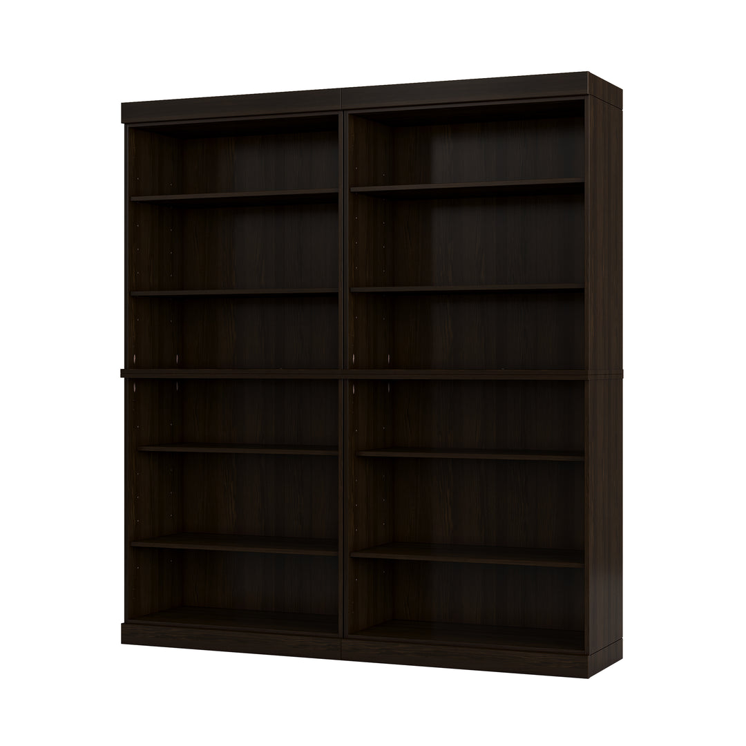 100% Solid Brazilian Pine Wood 12-Shelf Bookcase, Adjustable Shelves, 64" Wide, 71.5" Tall