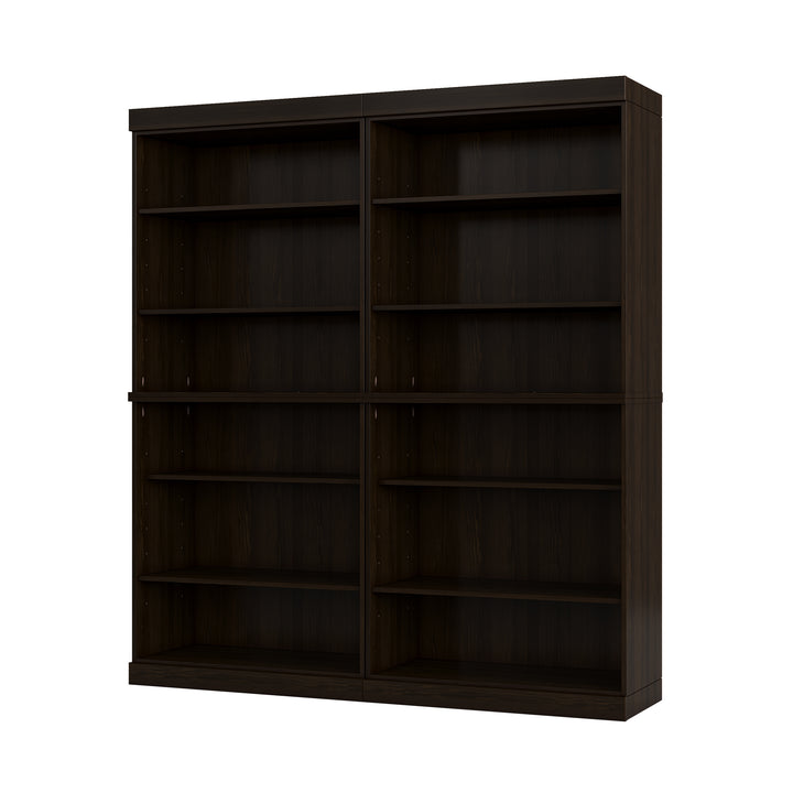 100% Solid Brazilian Pine Wood 12-Shelf Bookcase, Adjustable Shelves, 64" Wide, 71.5" Tall