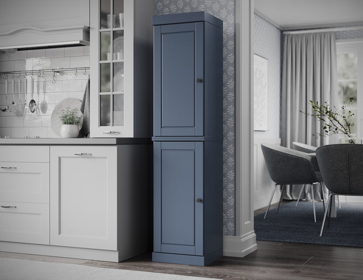 100% Solid Wood 16.5" Pantry Cabinet, 2 Raised Panel Wood Doors