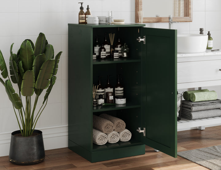 100% Solid Wood 16.5" Small Bathroom Cabinet, Shaker Wood Door, Adjustable Shelves