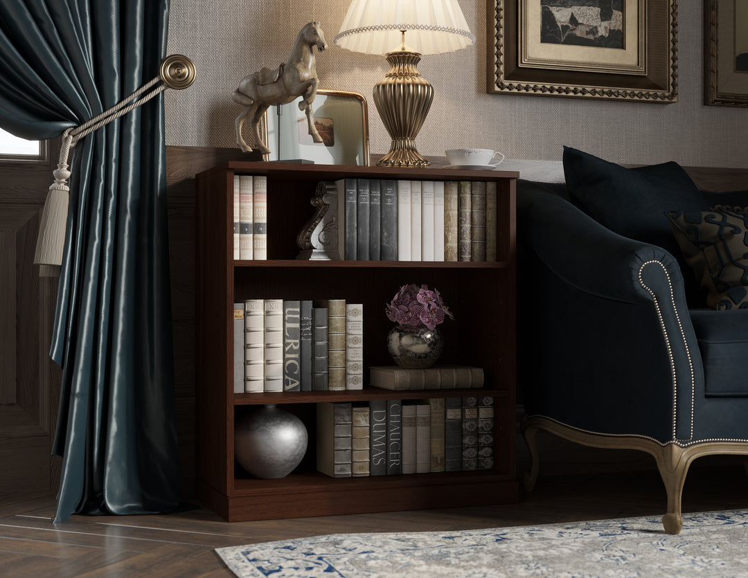 Premium 100% Solid European Oak Hardwood 3-Shelf Modular Bookcase – 32" Wide, 35.75" Tall