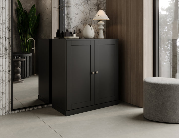 100% Solid Wood 32" Bathroom Cabinet with Shaker Wood Doors, 2-Drawers