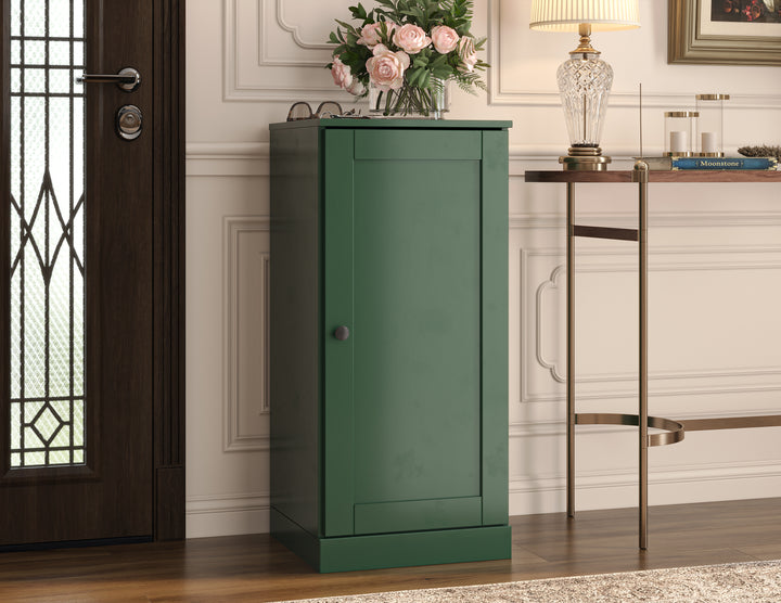 100% Solid Wood Narrow Shoe Storage Cabinet with Shaker Door, Adjustable Shelves, Space Saving Stackable Organizer, 16.5" W x 35.75" H