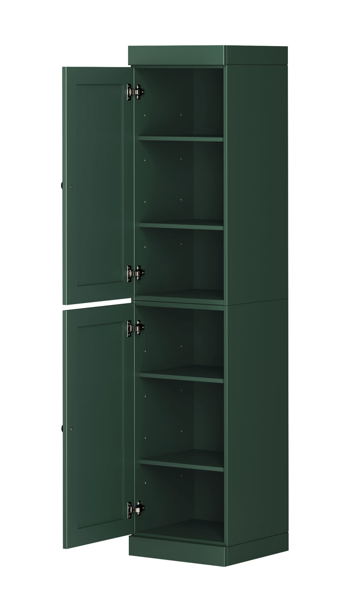 100% Solid Wood 16.5" Pantry Cabinet, 2 Shaker Wood Doors