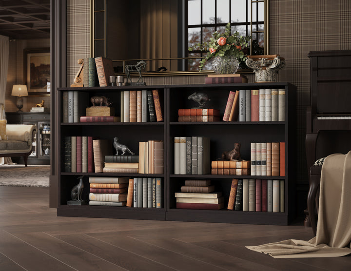 Premium 100% Solid European Oak Hardwood 6-Shelf Modular Bookcase – 64" Wide, 35.75" Tall