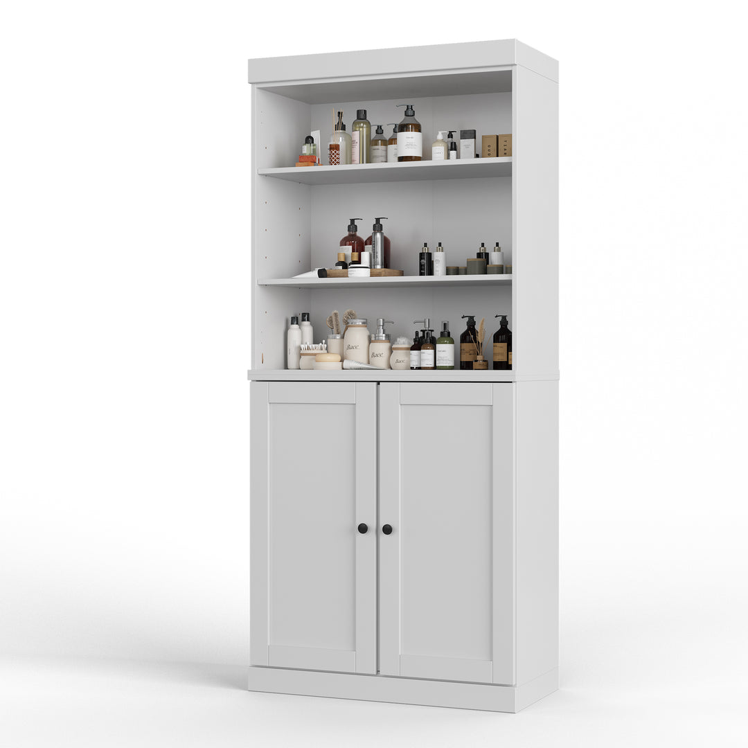 100% Solid Brazilian Pine Wood 32" Bathroom Storage Cabinet with Bottom Shaker Doors and Adjustable Shelves