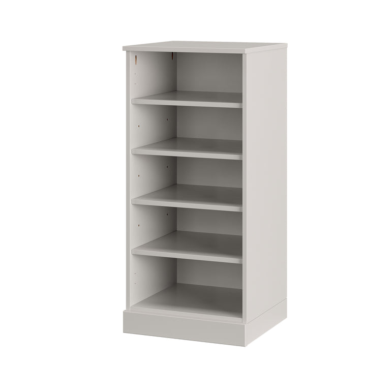 100% Solid Wood Narrow Open Shoe Storage Cabinet with Adjustable Shelves, Space Saving Stackable Organizer, 16.5" W x 35.75" H