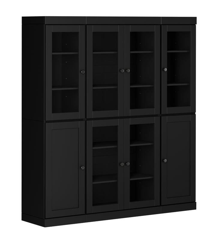 100% Solid Wood 65" China Pantry Cabinet, 6 Clear Glass, 2 Shaker Wood Doors