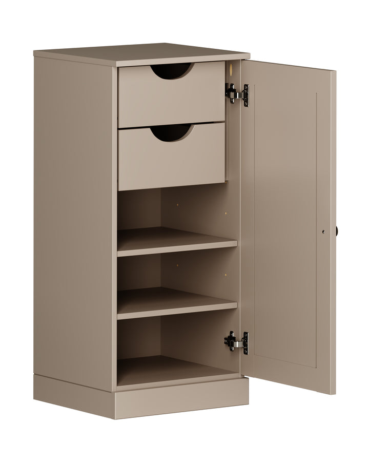 Beige Solid Wood Bathroom Storage Cabinet with 2 Drawers