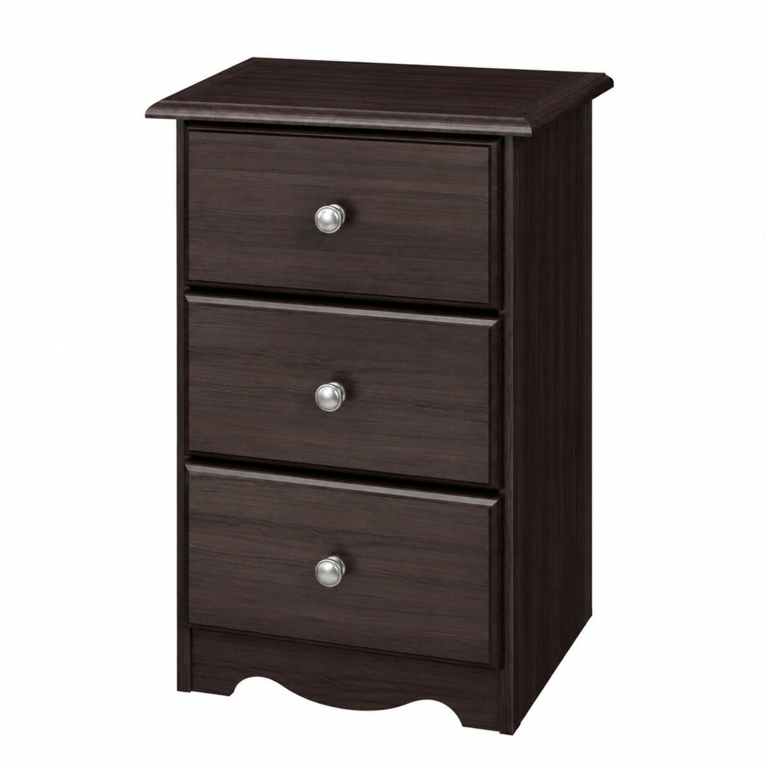 100% Solid Wood 3-Drawer Nightstand with Metal Knobs