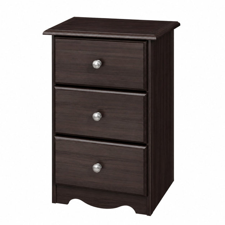 100% Solid Wood 3-Drawer Nightstand with Metal Knobs