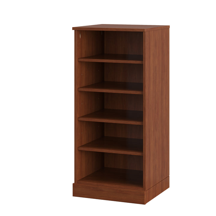 100% Solid Wood Narrow Open Shoe Storage Cabinet with Adjustable Shelves, Space Saving Stackable Organizer, 16.5" W x 35.75" H
